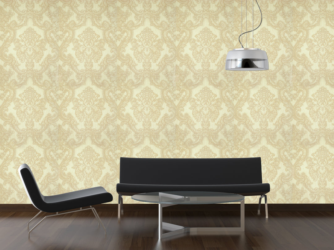 King Alfred A Cream Damask Wallpaper Sk9993-01