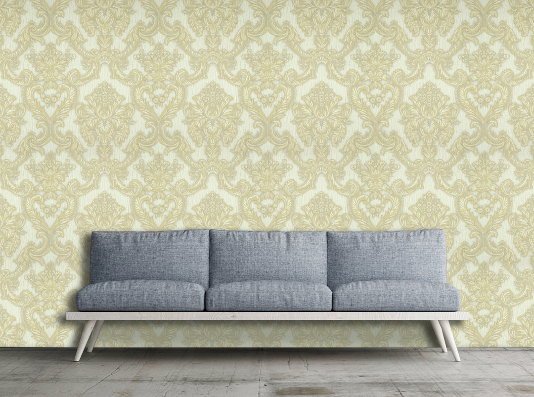 King Alfred A Beige Damask Wallpaper Sk9993-02