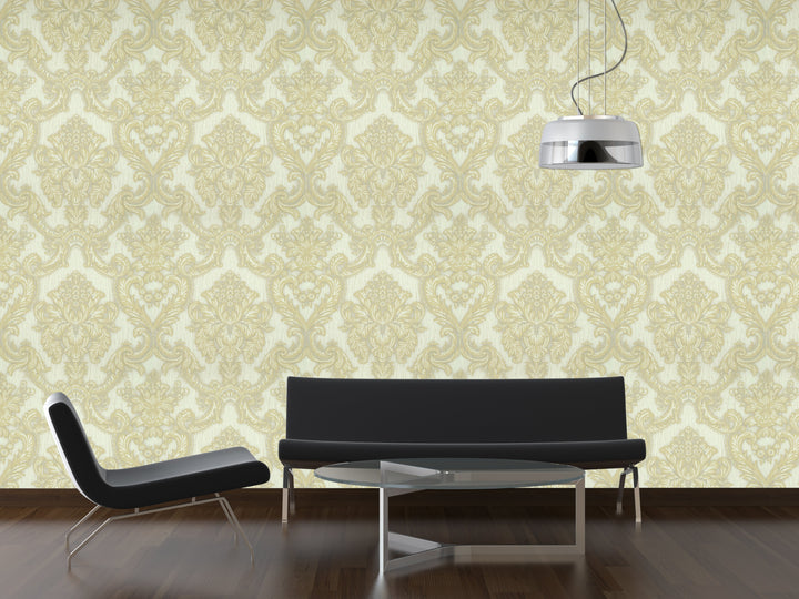 King Alfred A Beige Damask Wallpaper Sk9993-02