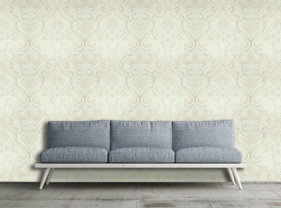 King Alfred A Ivory Damask Wallpaper Sk9993-03