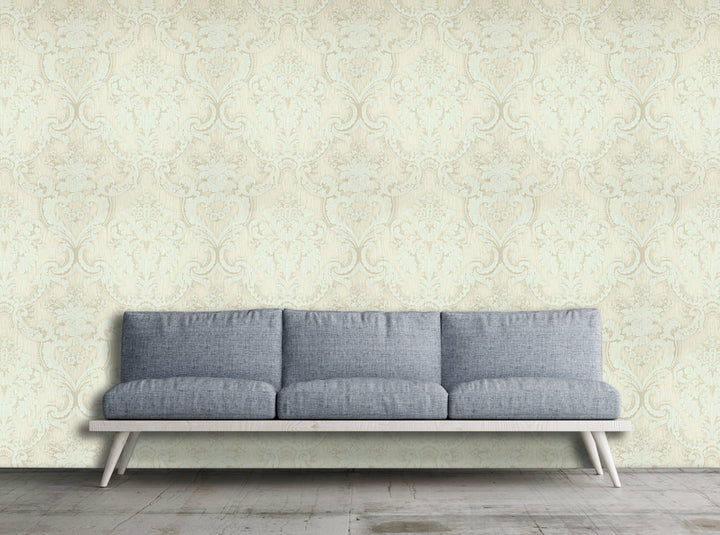 King Alfred A Ivory Damask Wallpaper Sk9993-03