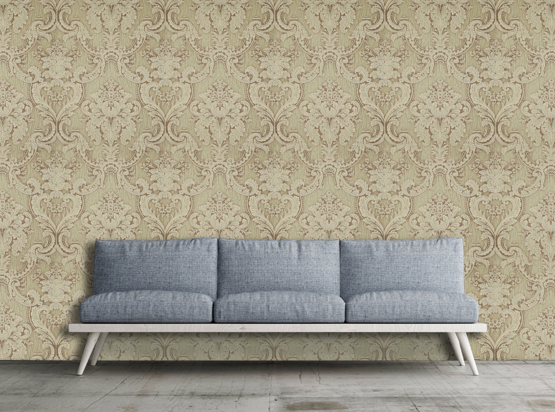 King Alfred A Sand Damask Wallpaper Sk9993-06