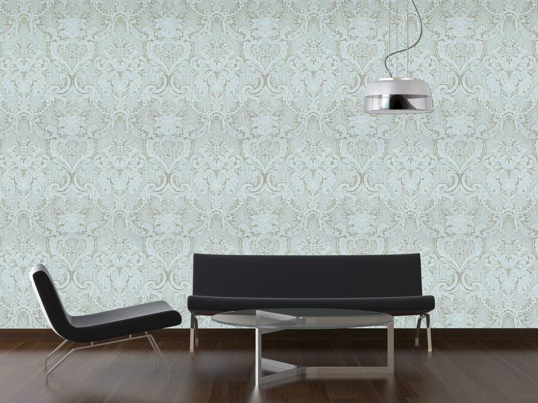 King Alfred A Mist Damask Wallpaper Sk9993-07