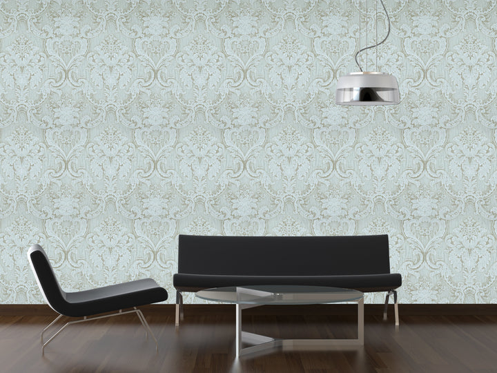 King Alfred A Mist Damask Wallpaper Sk9993-07