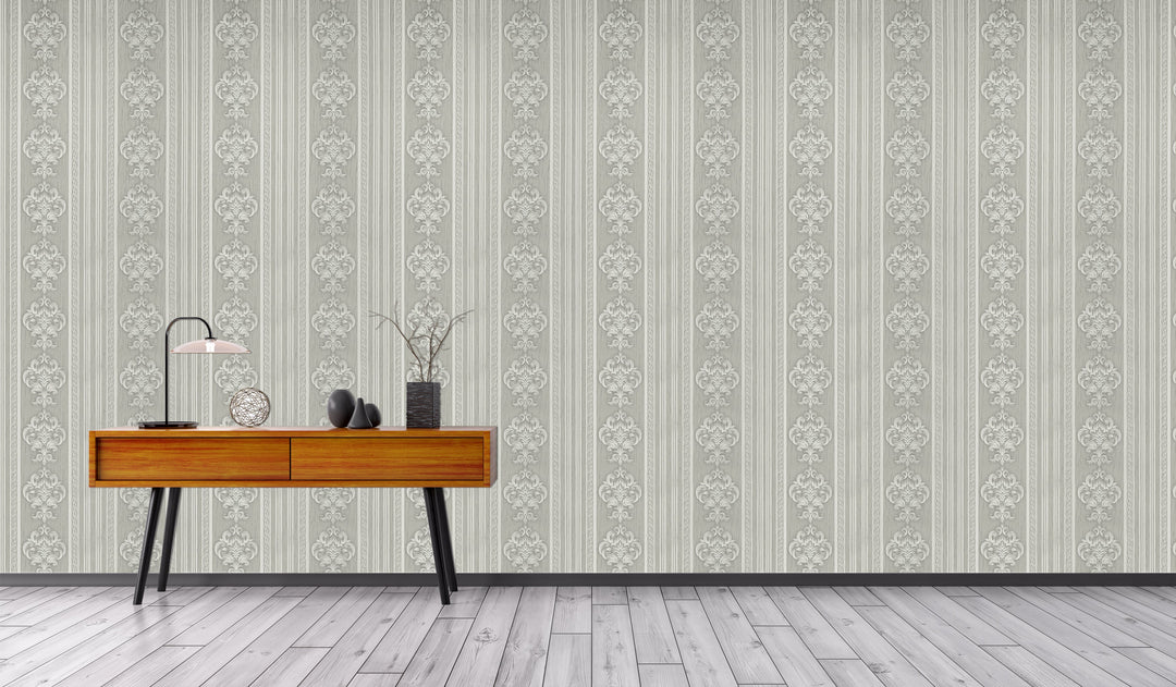 King Alfred B Chrome Stripe Wallpaper Sk0233-09