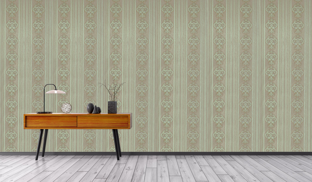 King Alfred B Olive Stripe Wallpaper Sk0233-14