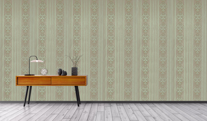 King Alfred B Olive Stripe Wallpaper Sk0233-14