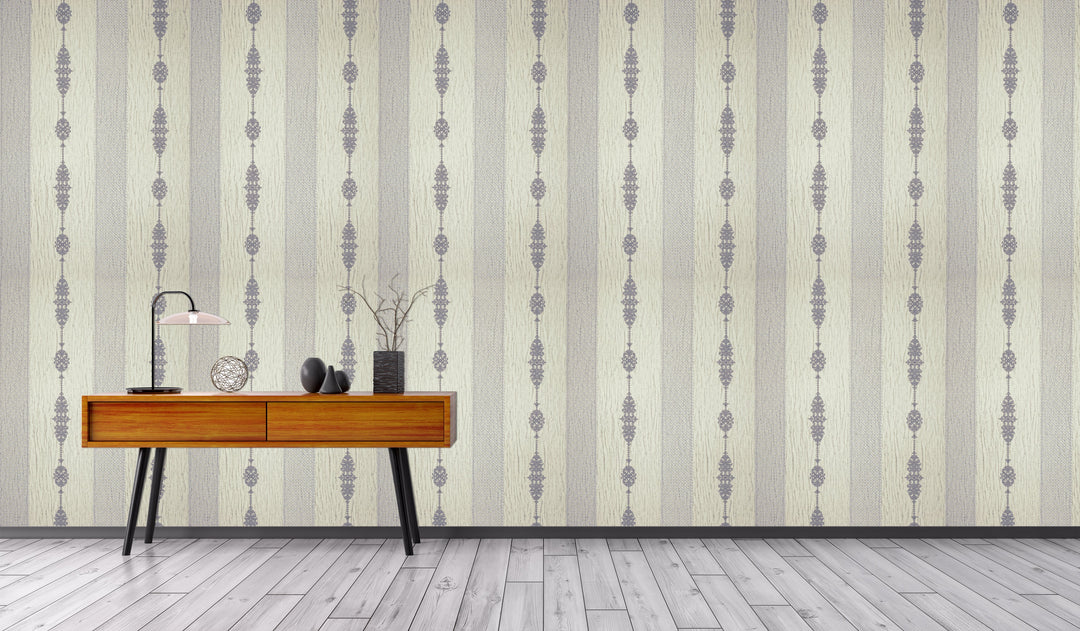 King Alfred B Ivory Stripe Wallpaper Sk9983-13