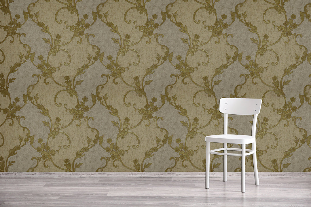 Golden Grey Vine Wallpaper