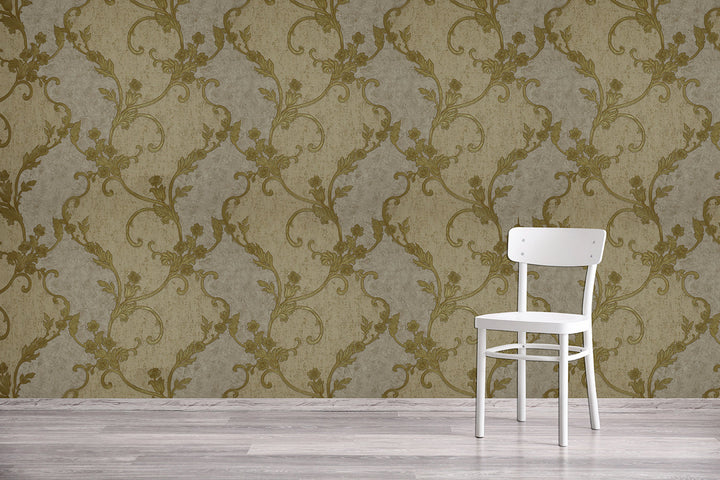 Golden Grey Vine Wallpaper