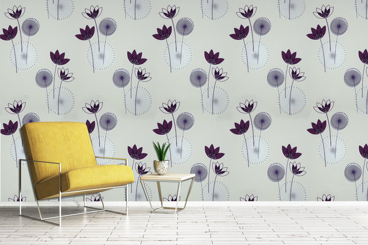 Purple Botanical Texture Wallpaper
