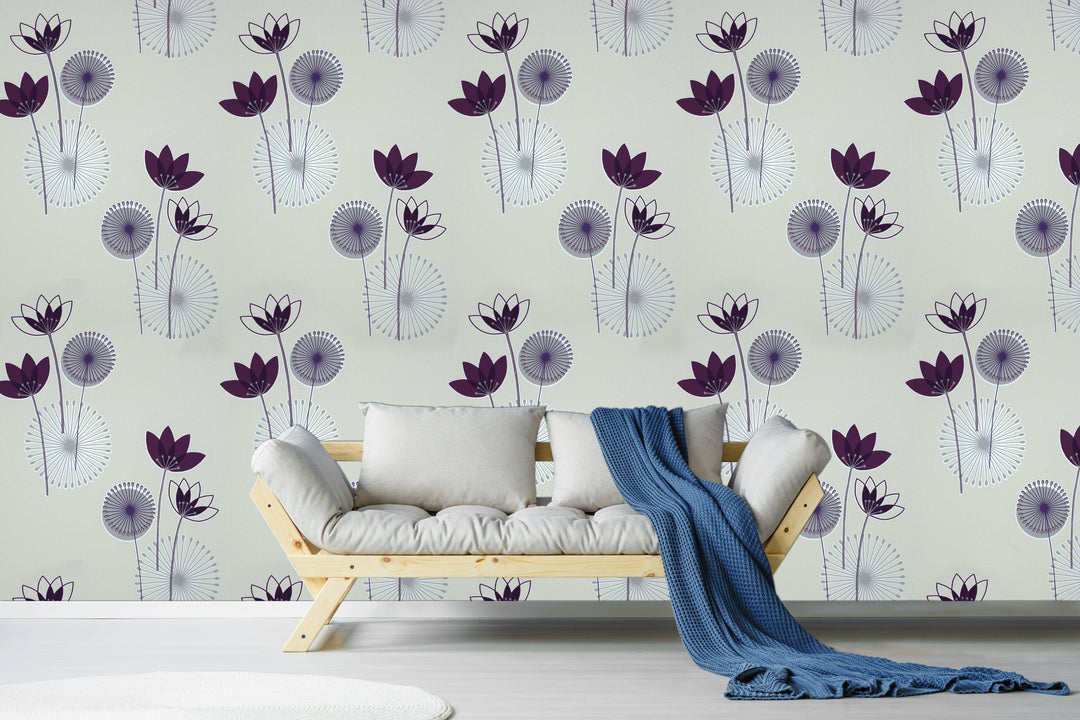 Purple Botanical Texture Wallpaper