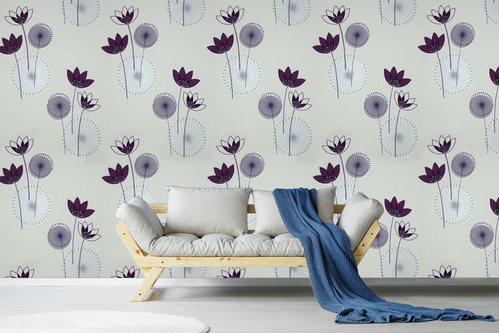 Purple Botanical Texture Wallpaper