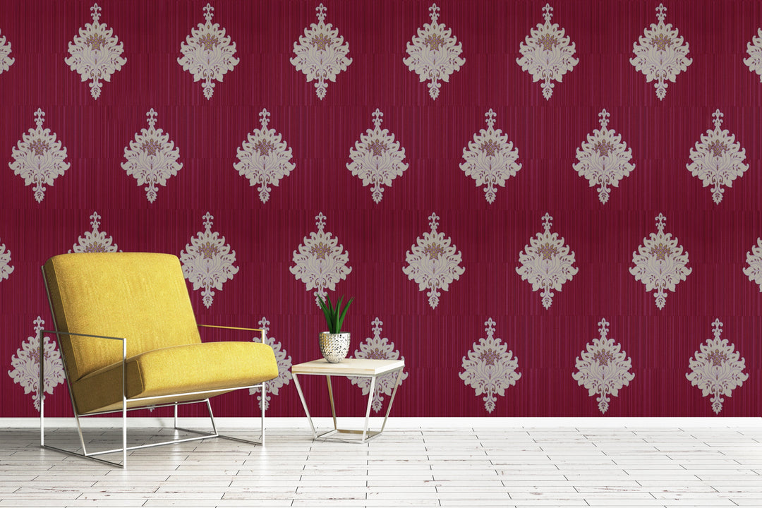 Crimson Damask Wallpaper