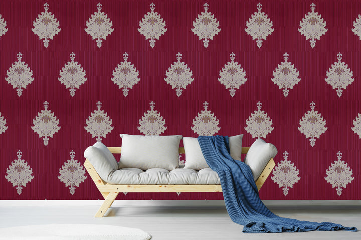 Crimson Damask Wallpaper