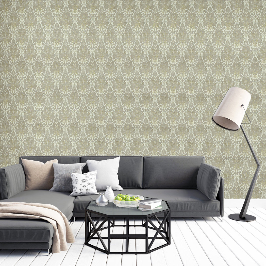 Mayfair Ivory Damask Wallpaper 1826-24