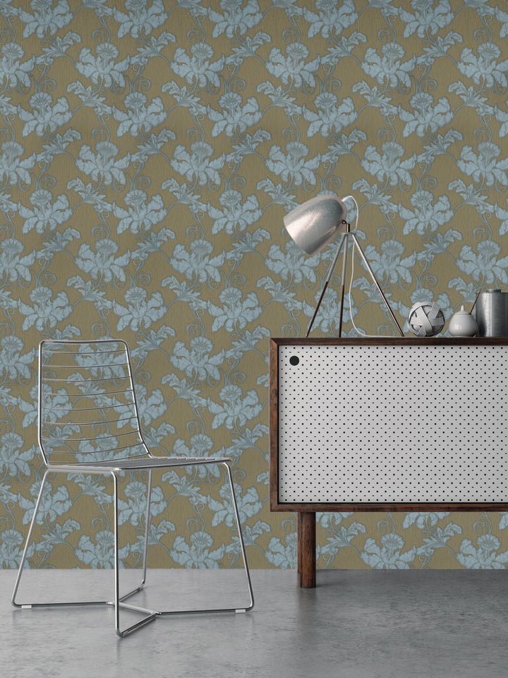 Seafoam Blue Botanical Wallpaper