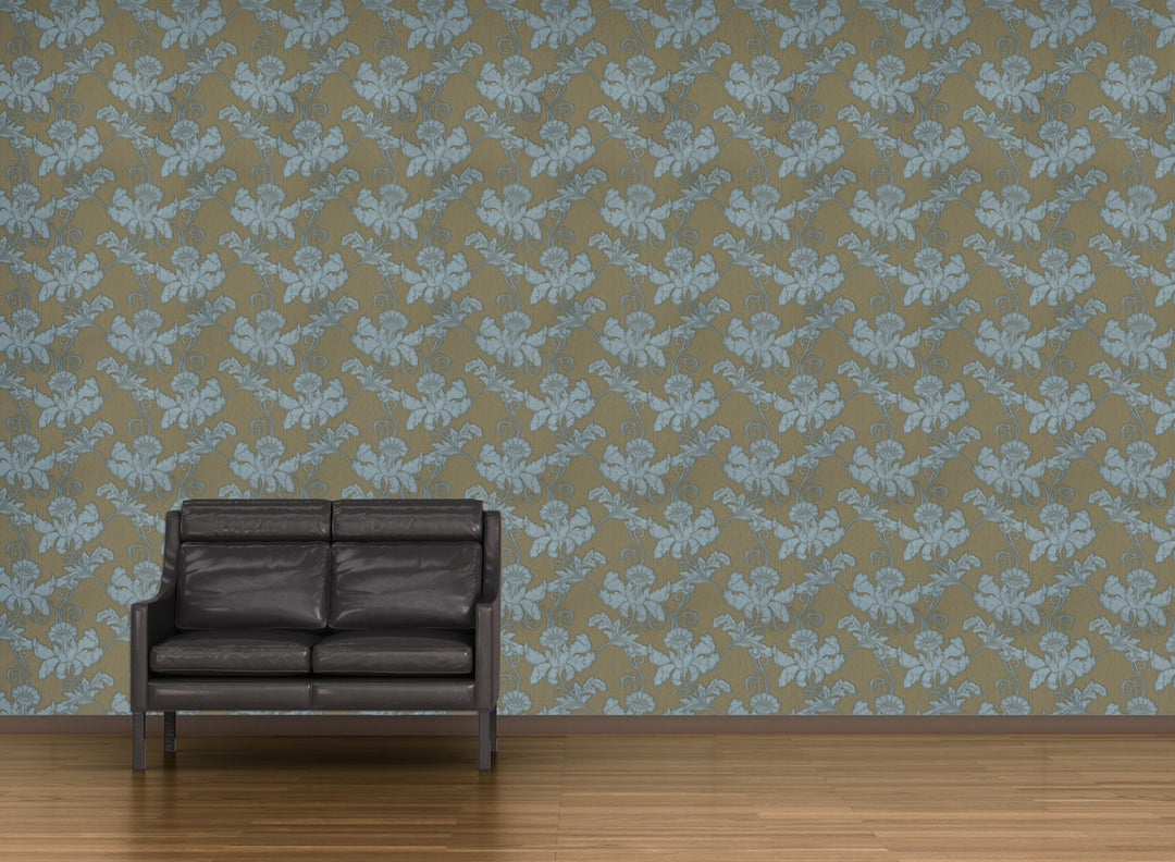Seafoam Blue Botanical Wallpaper