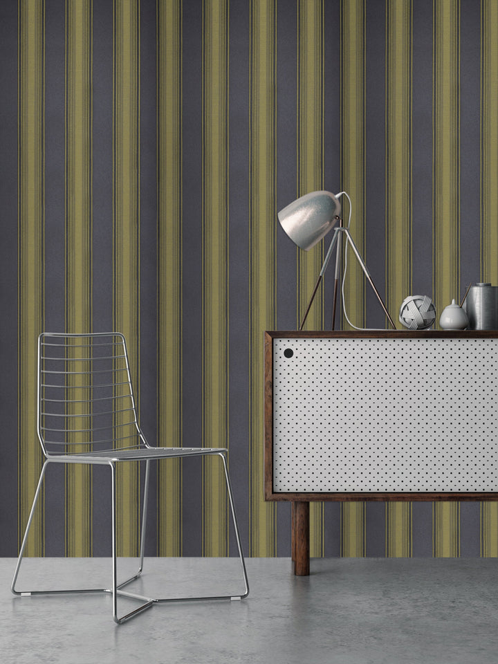 Olive Green Stripe Wallpaper