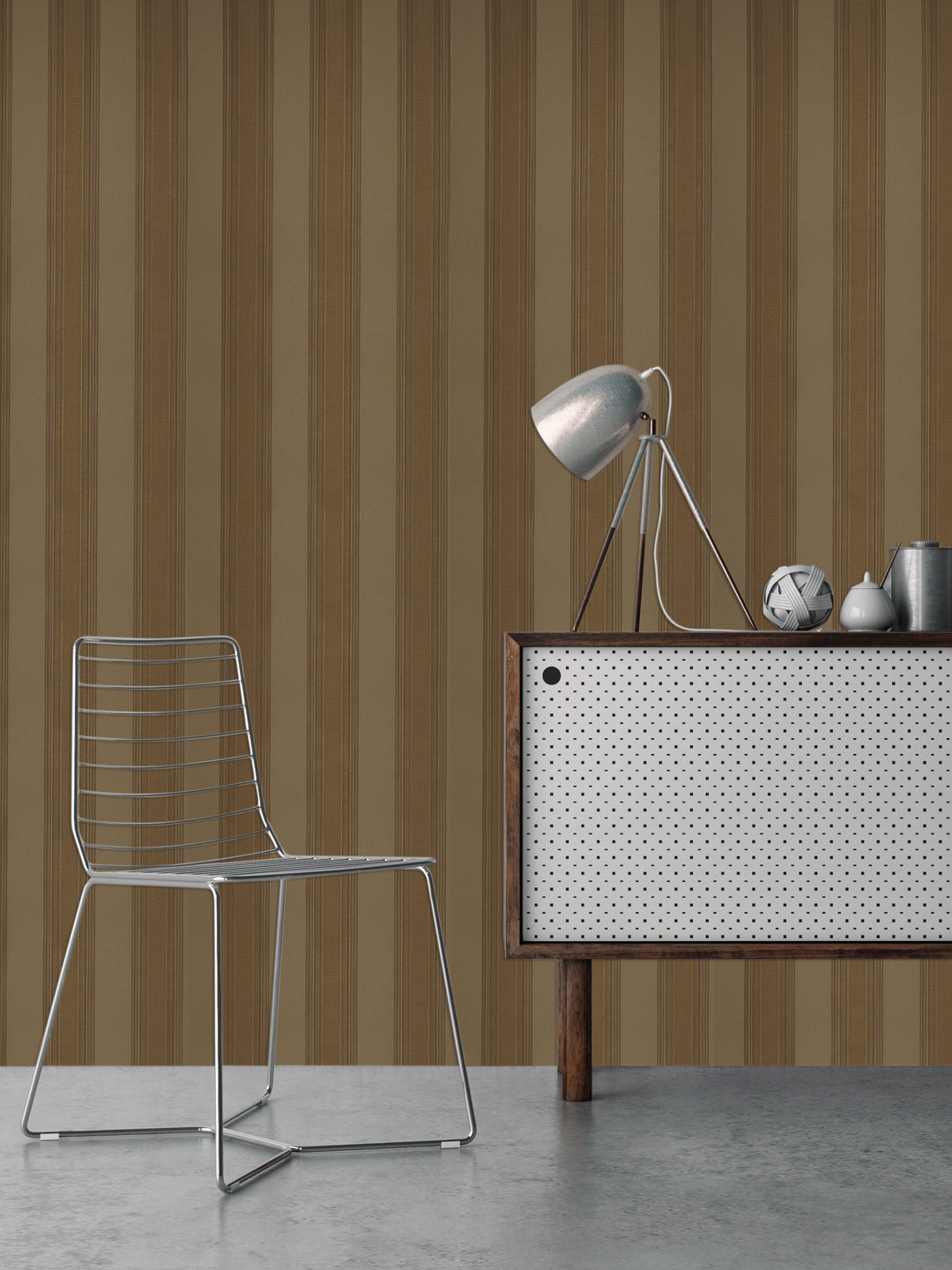 Brown Beige Stripe Wallpaper