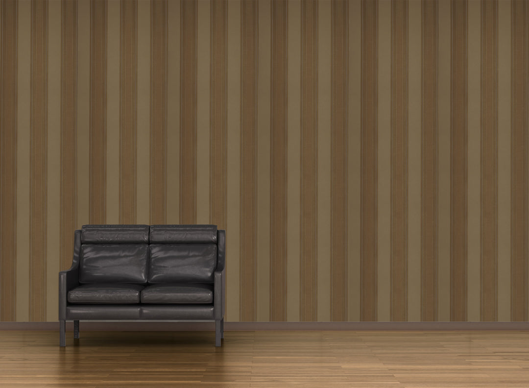 Brown Beige Stripe Wallpaper