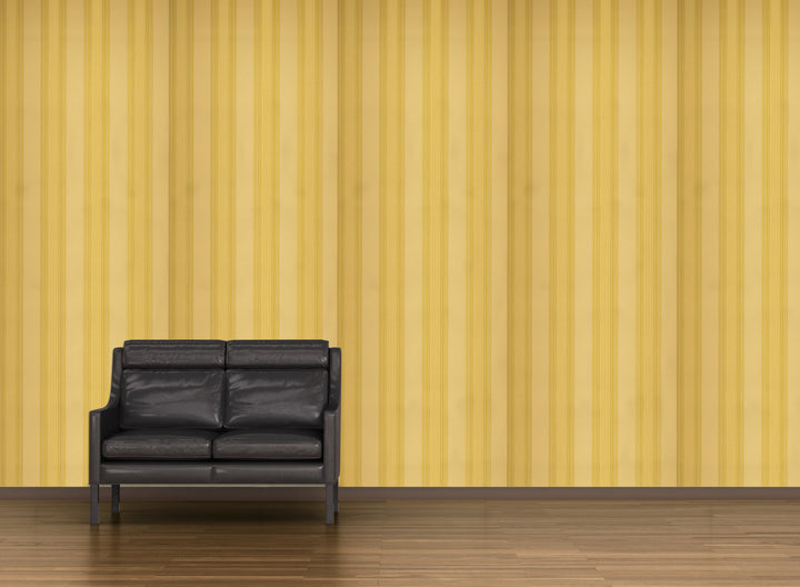 Mustard Chrome Stripe Wallpaper