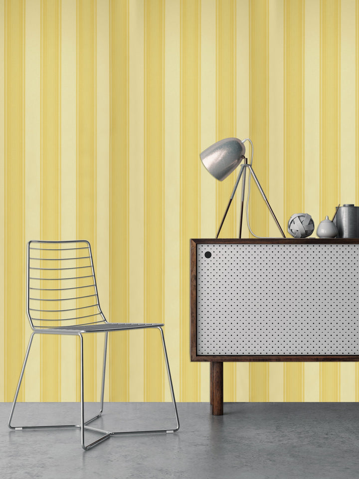Yellow Cream Stripe Wallpaper