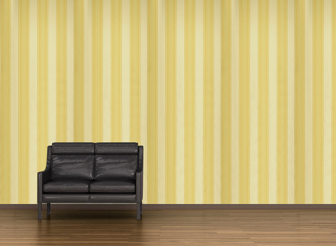 Yellow Cream Stripe Wallpaper