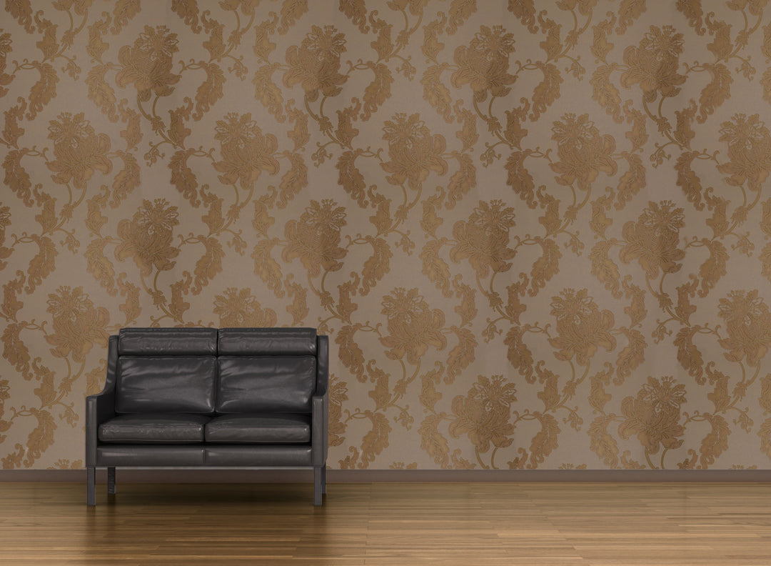 Cream Brown Flower Wallpaper