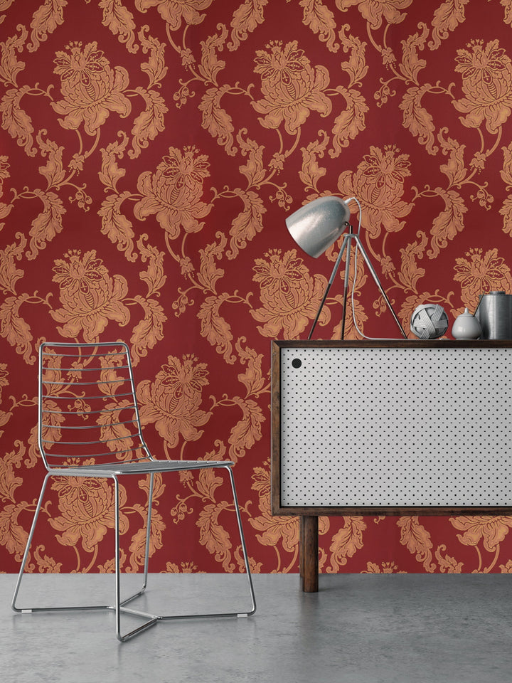 Copper Red Flower Wallpaper