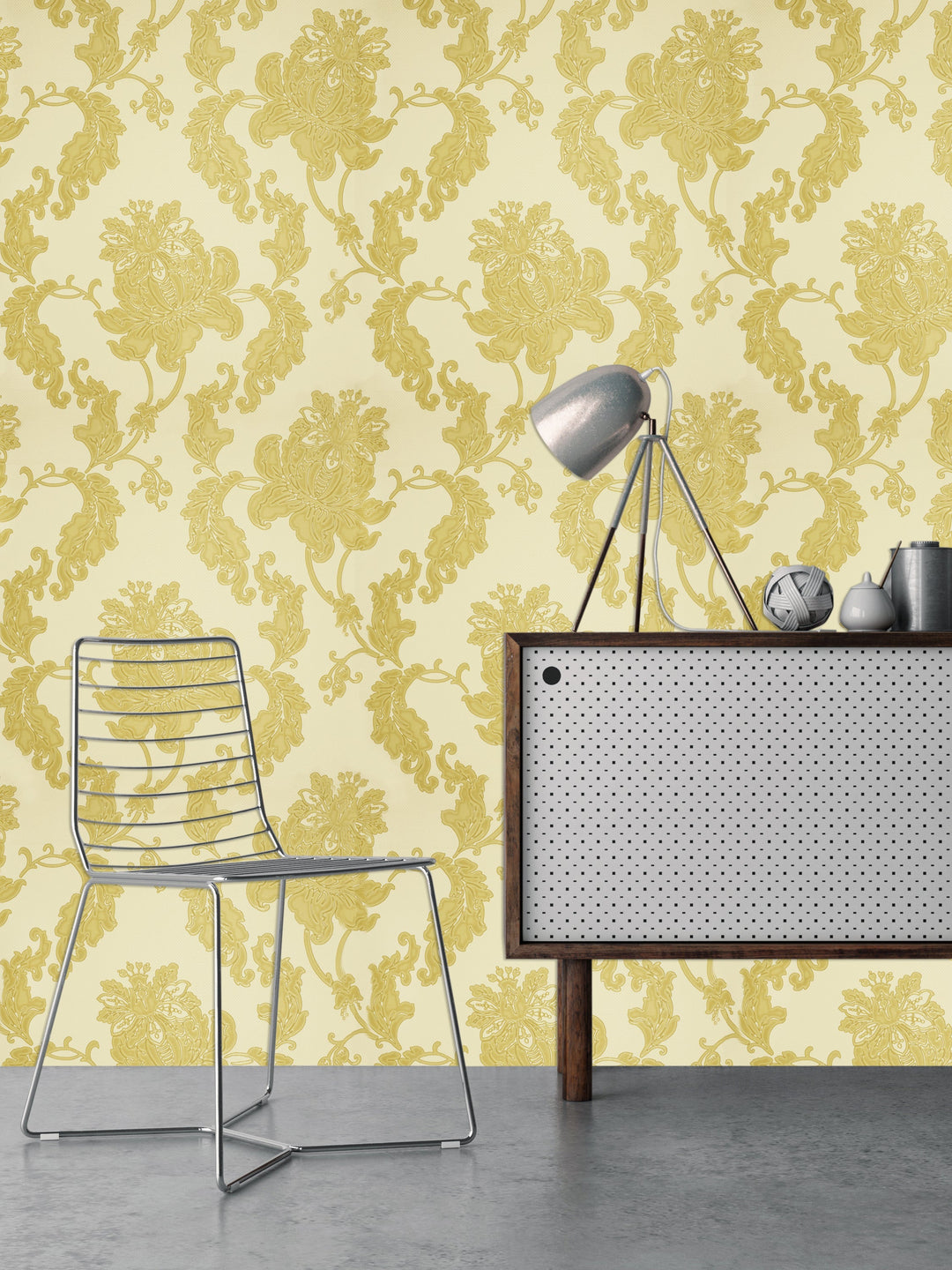 Yellow Grey Flower Wallpaper