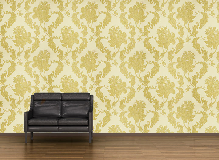 Yellow Grey Flower Wallpaper