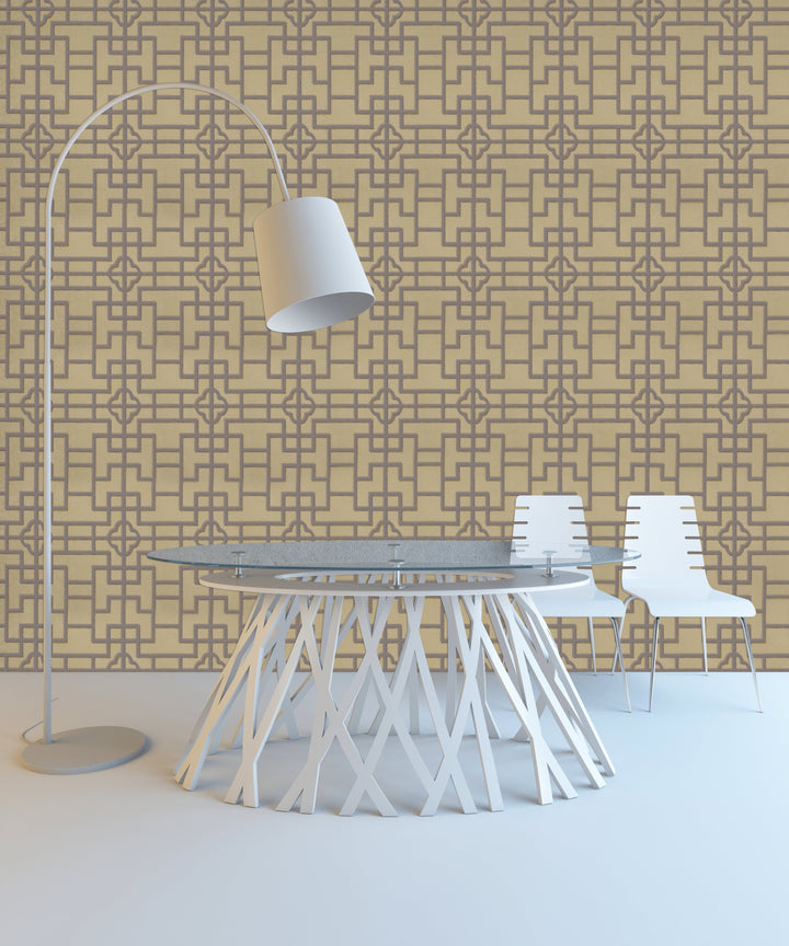 Newport A Cocoa Lattice Wallpaper Sk2819