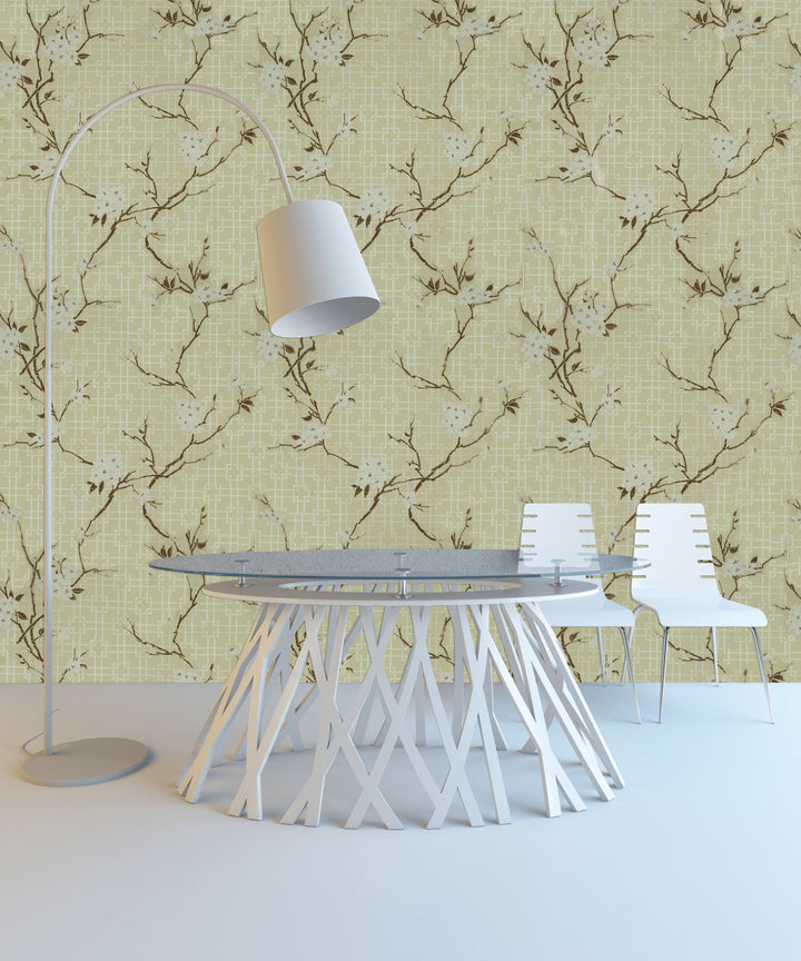 Newport A Leaf Vine Soft Beige Wallpaper Sk2822