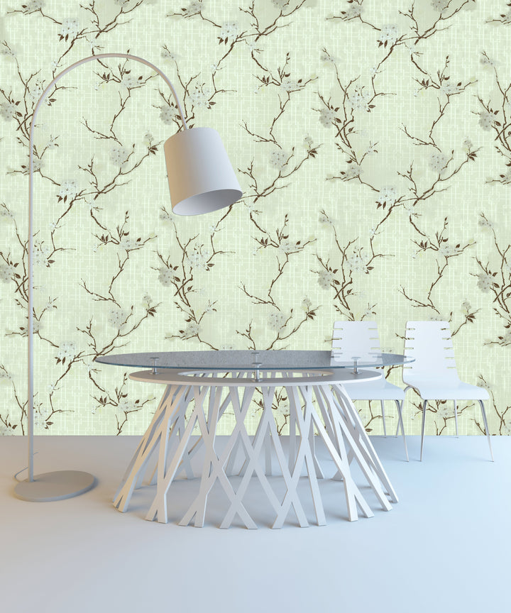 Newport A Aqua Blossom Branches Wallpaper Sk2845
