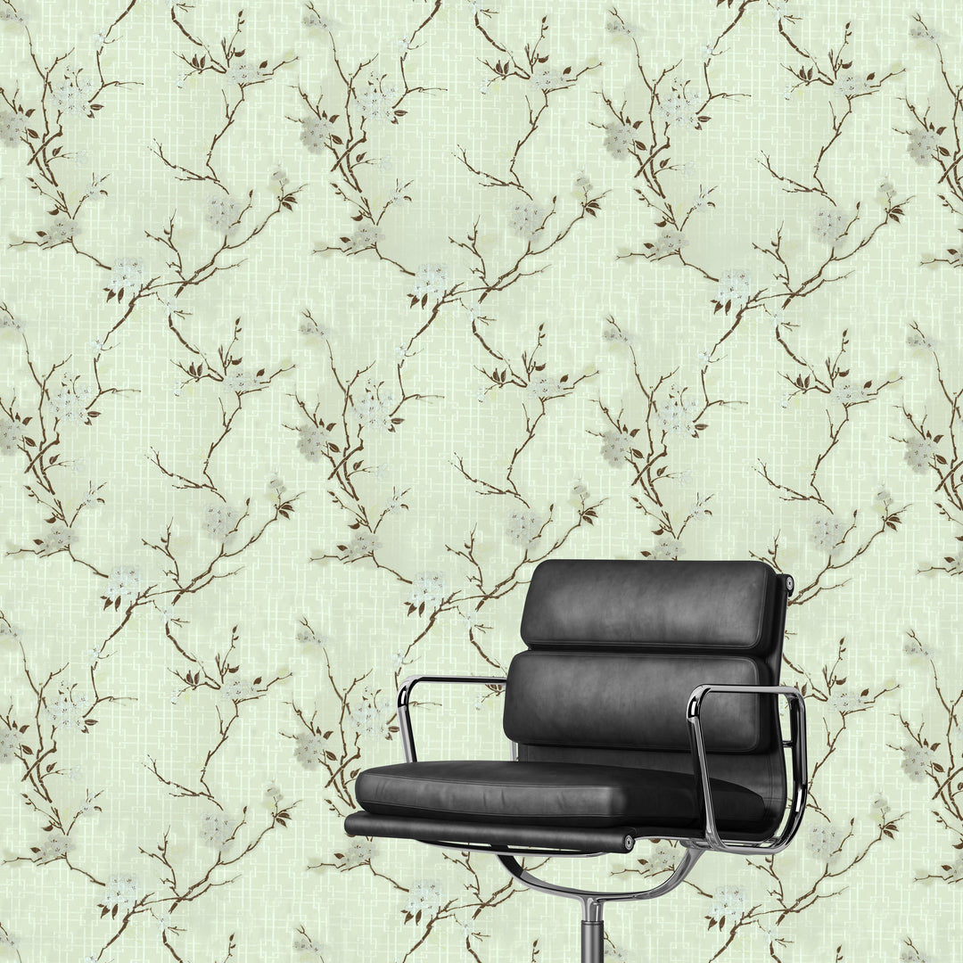 Newport A Aqua Blossom Branches Wallpaper Sk2845