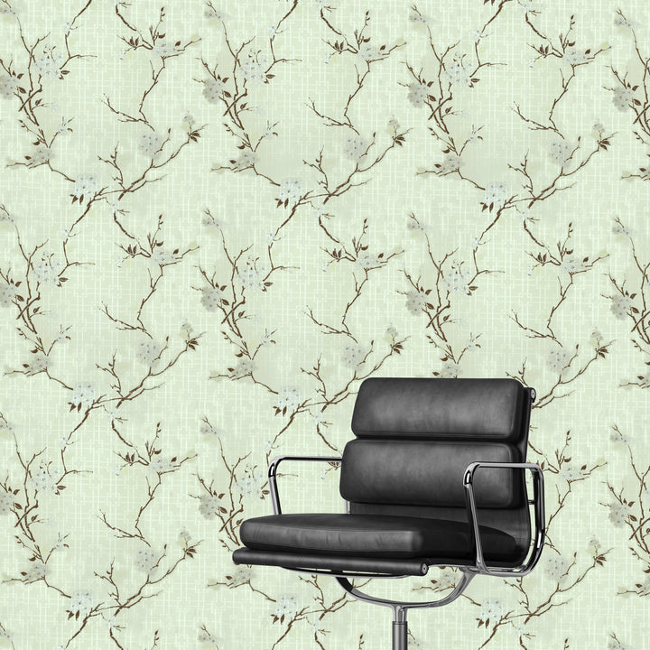 Newport A Aqua Blossom Branches Wallpaper Sk2845