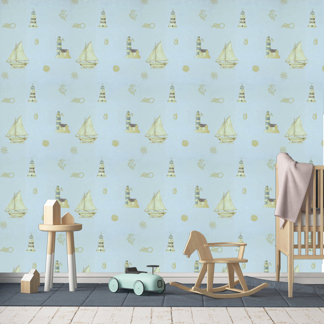 Newport B Blue Sailing Wallpaper Sk0037
