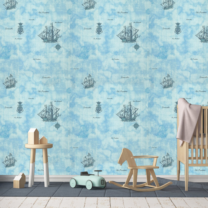Newport B Sky Blue Texture Wallpaper Sk6826