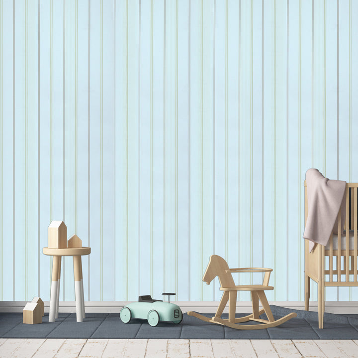 Newport B Aqua Stripes Wallpaper Sk6861