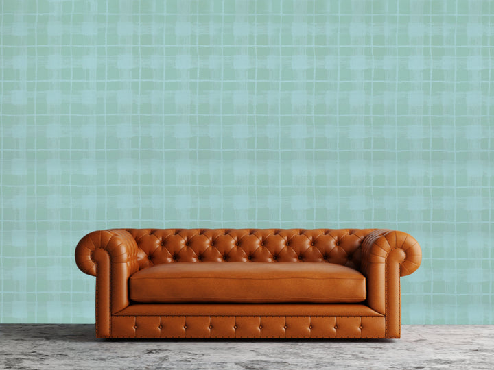 Newport B Cool Mint Grid Wallpaper Sk8303