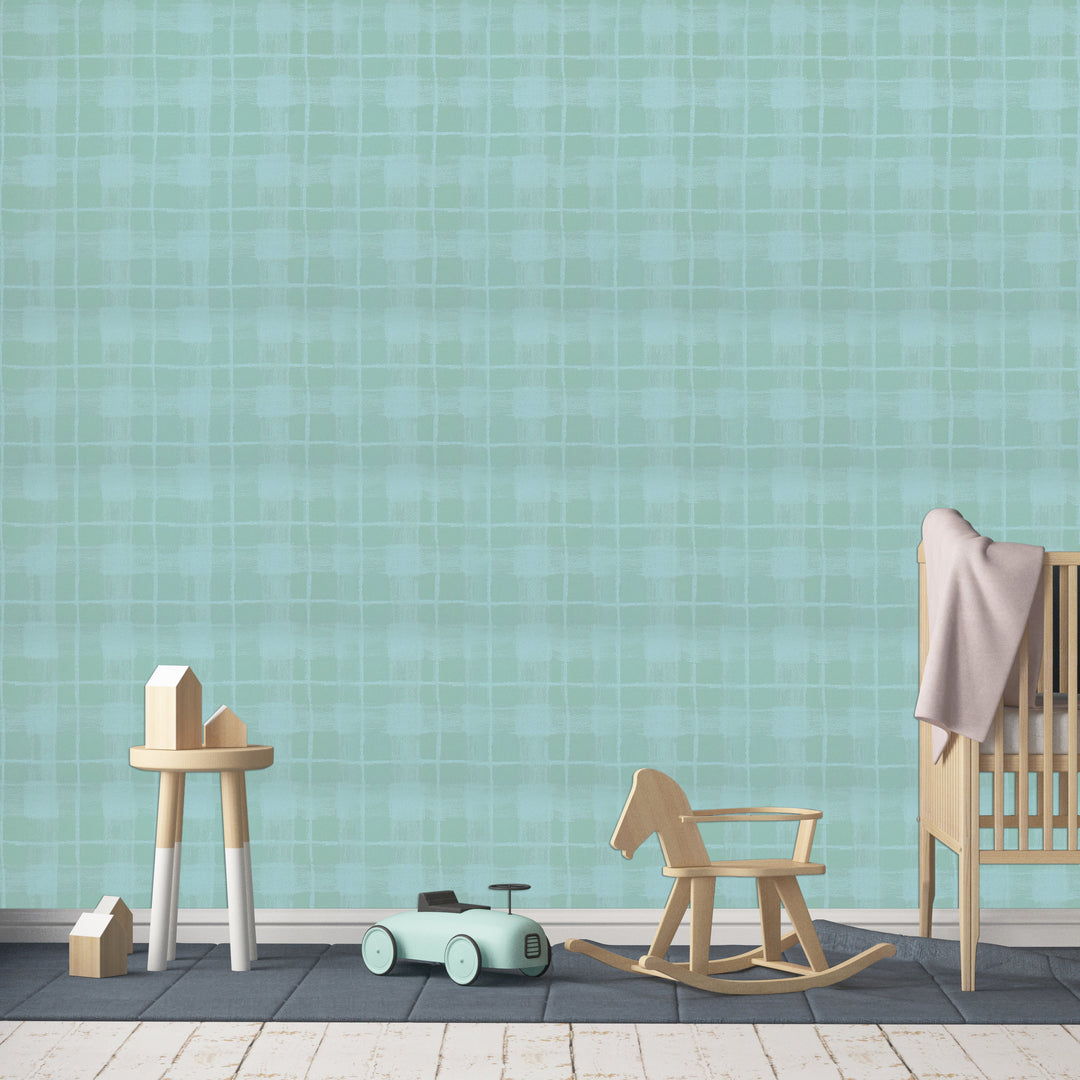Newport B Cool Mint Grid Wallpaper Sk8303