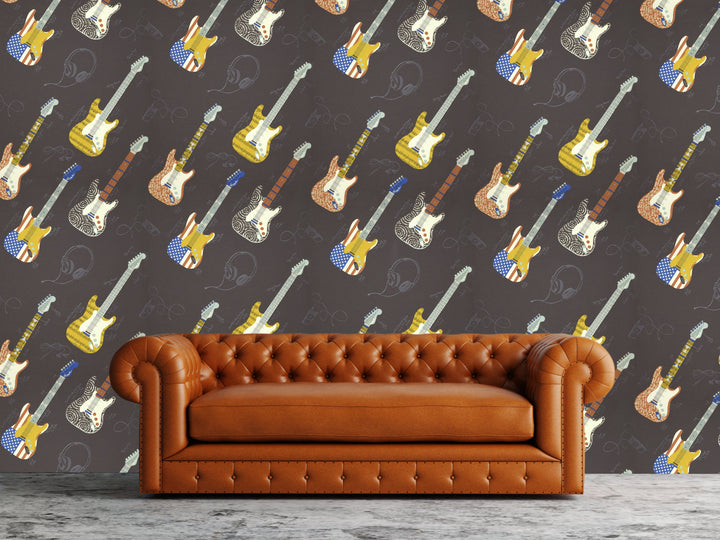 Newport B Midnight Guitars Wallpaper Sk8328