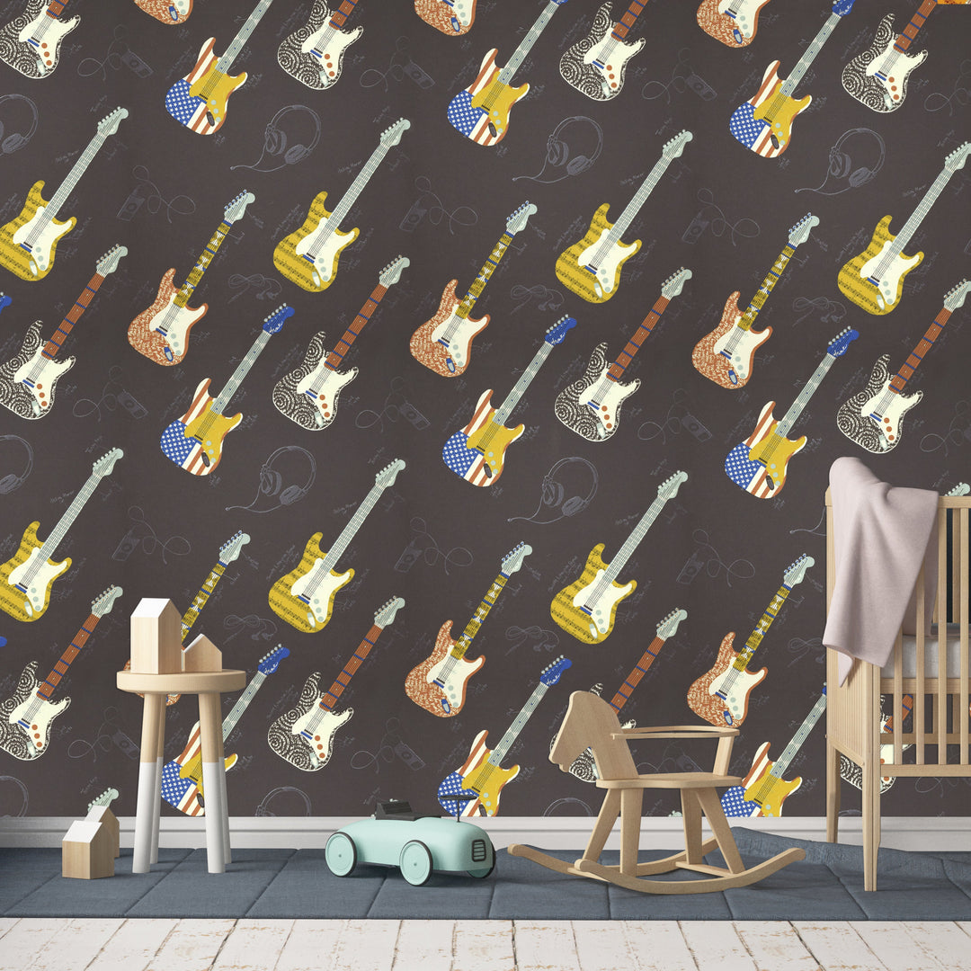 Newport B Midnight Guitars Wallpaper Sk8328
