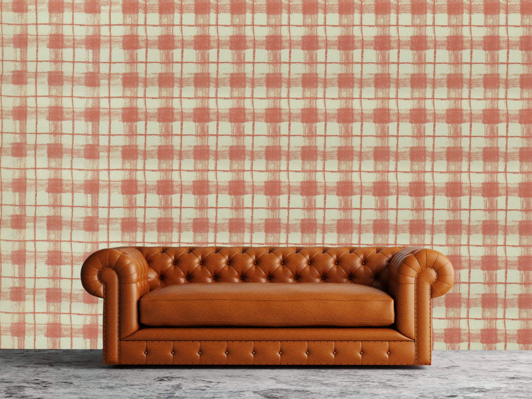 Newport B Beige Check Wallpaper Sk8375