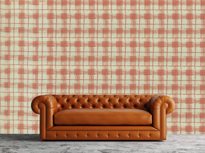 Newport B Beige Check Wallpaper Sk8375