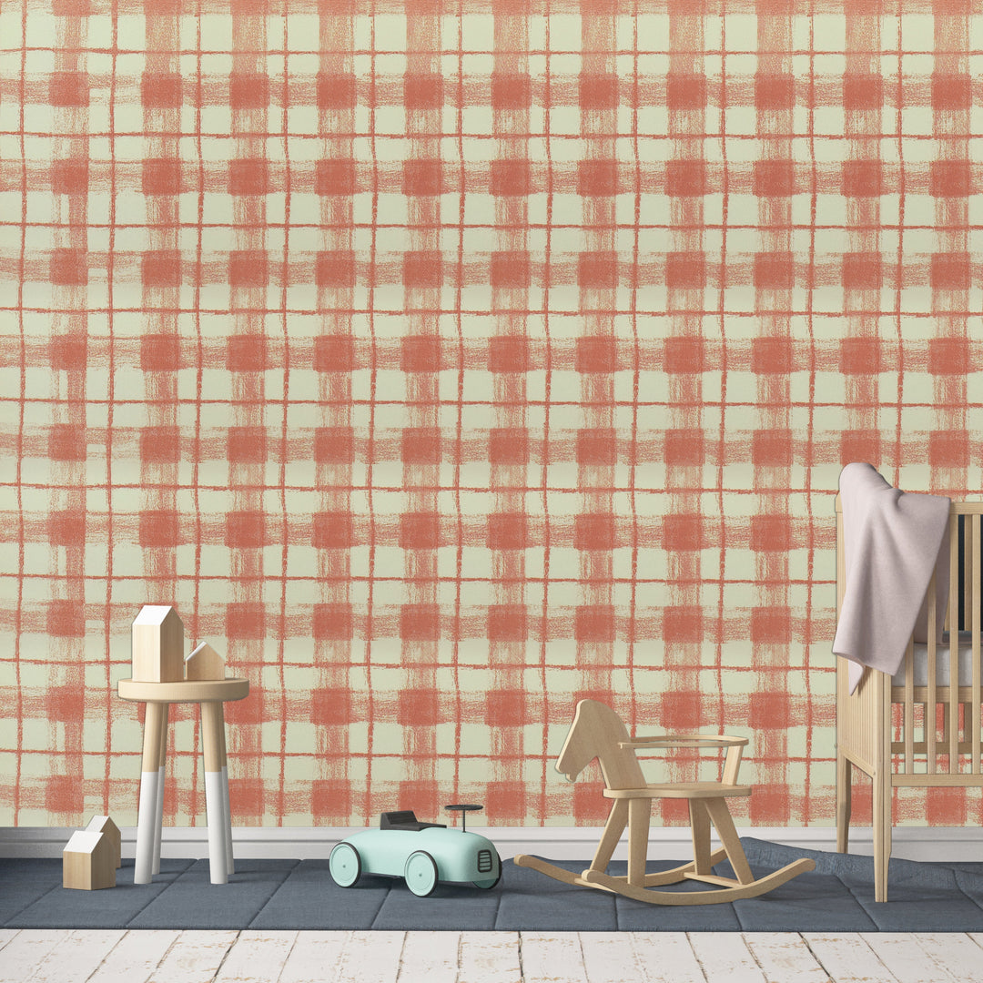 Newport B Beige Check Wallpaper Sk8375