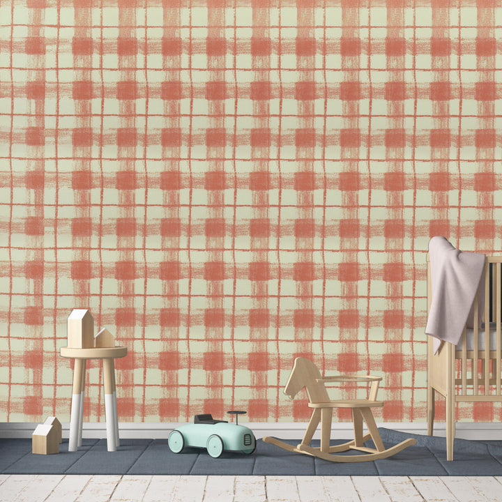Newport B Beige Check Wallpaper Sk8375