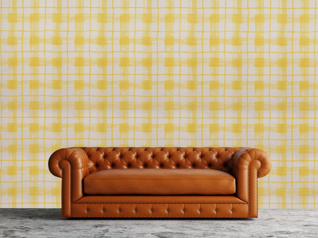 Newport B Mustard Grid Wallpaper Sk8376