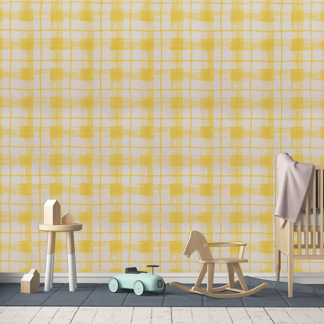 Newport B Mustard Grid Wallpaper Sk8376